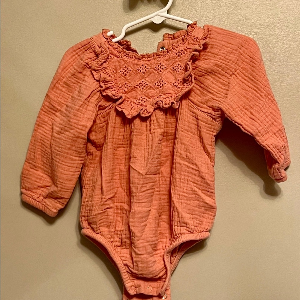 Cat & Jack Orange Ruffle Neck Bodysuit